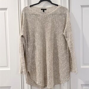 Sweater Eileen Fisher Tan Neutral Organic Cotton Linen Tunic Sweater Size S/P